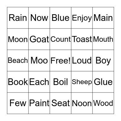 Vowel Team Bingo Card