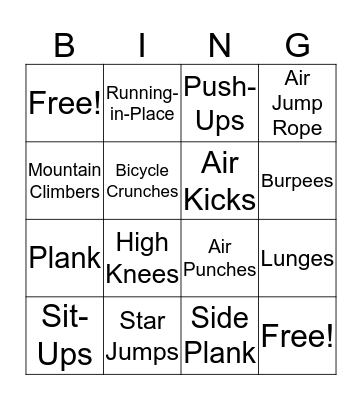 Fitness Bingo! Bingo Card