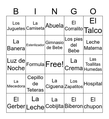 Babyshower Bingo Card