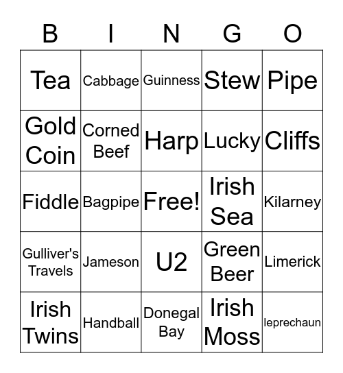 Leprechaun Bingo Card