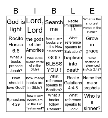 Youth Bible Drill Bingo Card