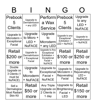 July Esthetician BINGO Card
