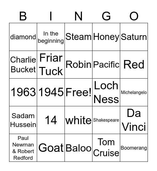 Mr. Henry's Drag Bingo/Trivia Bingo Card