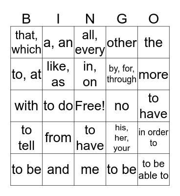Camden Spanish Bingo Card
