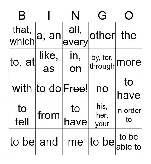 Camden Spanish Bingo Card