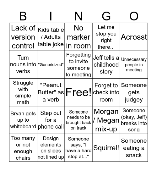 Solution Team Bingo Card