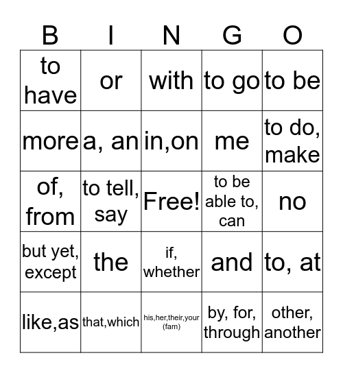 Katherine's Bingo Card Bingo Card