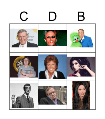 Celebrity Death Bingo Card