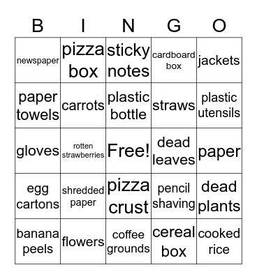 My Compost Bingo Card