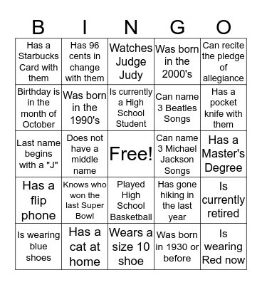ERA JOHNSON'S Legacy 2019 Picnic  Bingo Card