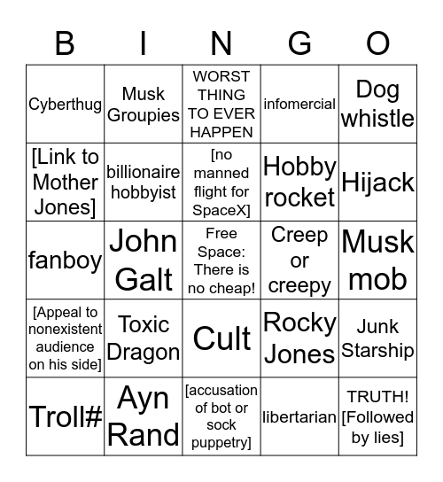 Gary Church Bingo v. 1.0 Bingo Card