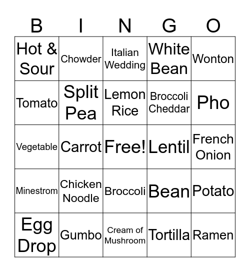 Soups Bingo Card