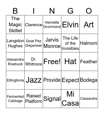 The Harlem Charade  Bingo Card