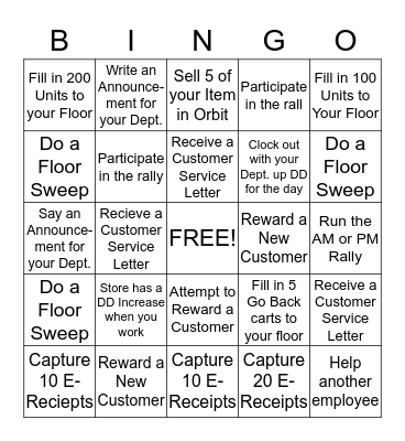 Roseville Rock Star Bingo Card Bingo Card