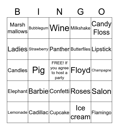 Pink Bingo Card