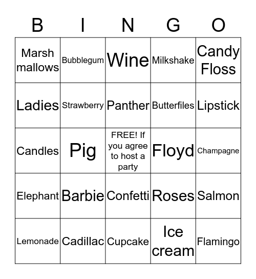 Pink Bingo Card