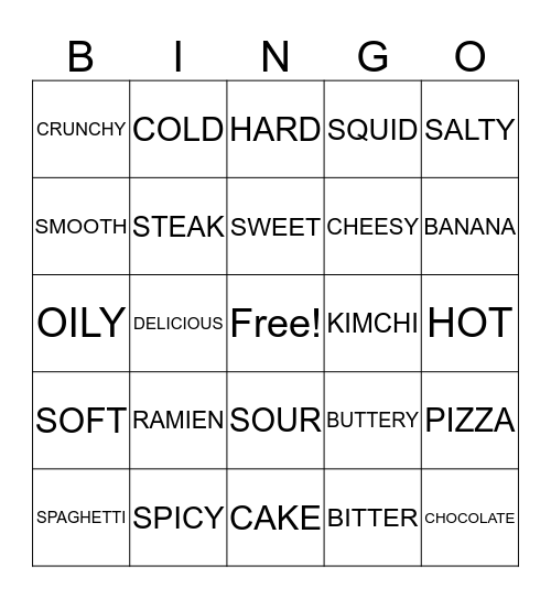 FOOD BINGO  Bingo Card
