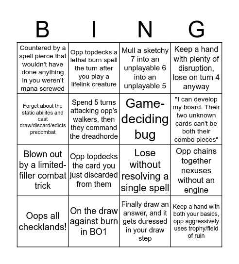 "Why Am I Tilted" Bingo Card