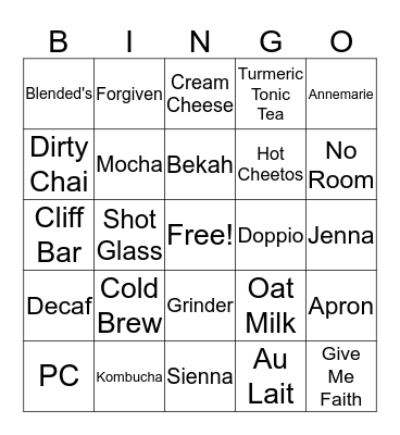 OVERFLOWING CUP Bingo Card