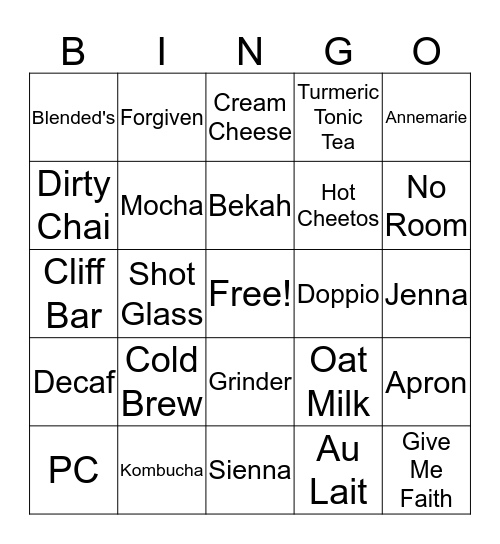 OVERFLOWING CUP Bingo Card