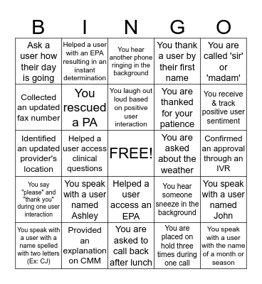 Pod Bingo Card
