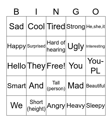 ASL Bingo Card