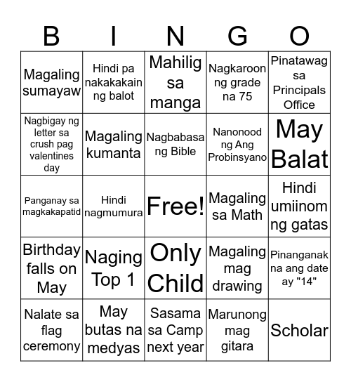 HUMAN BINGO Card