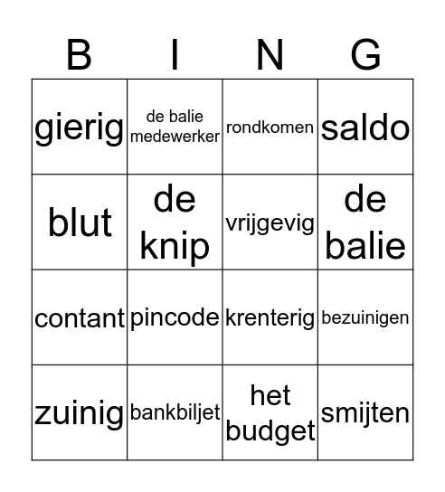 woordenschat bingo Card