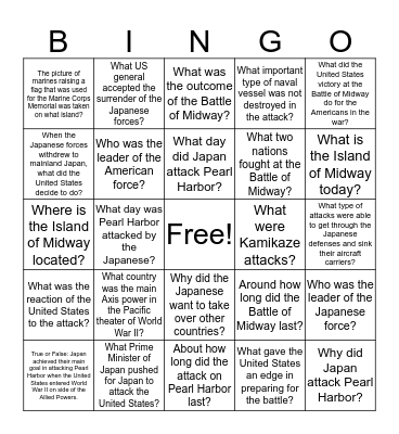 Answers #7 Bingo Card