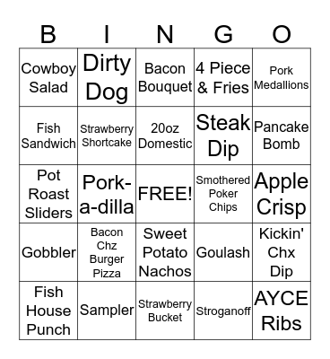 Wild Bills Bingo Card