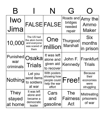 Lose 2.0 #11 Bingo Card