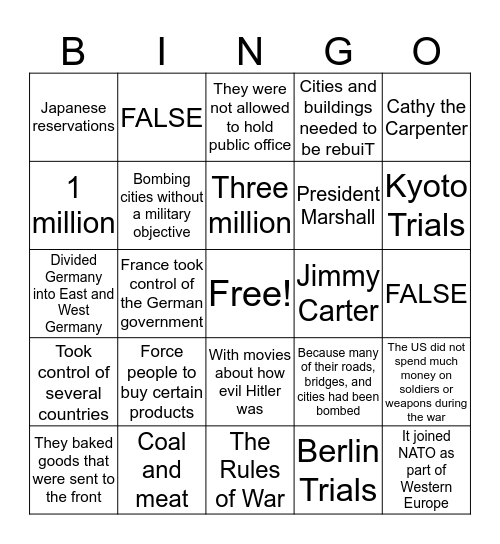 Lose #11 Bingo Card