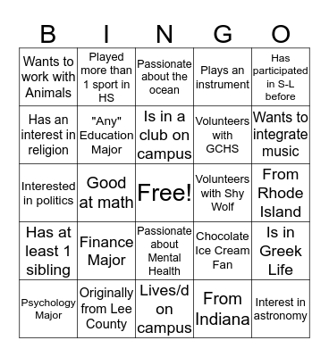 Find Someone Bingo Card