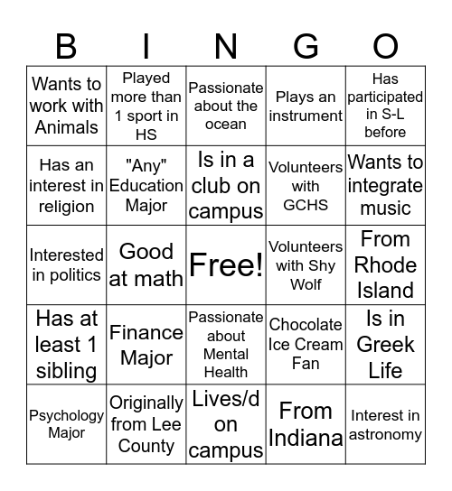 Find Someone Bingo Card