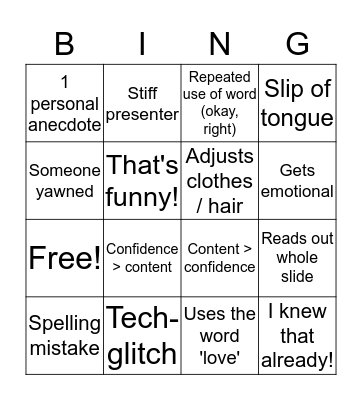 Verbal Communication Bingo Card