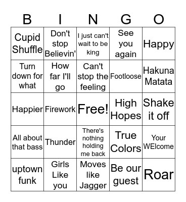 Music Class Bingo Card