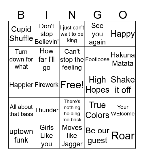 Music Class Bingo Card