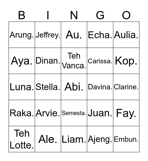 Aul. Bingo Card