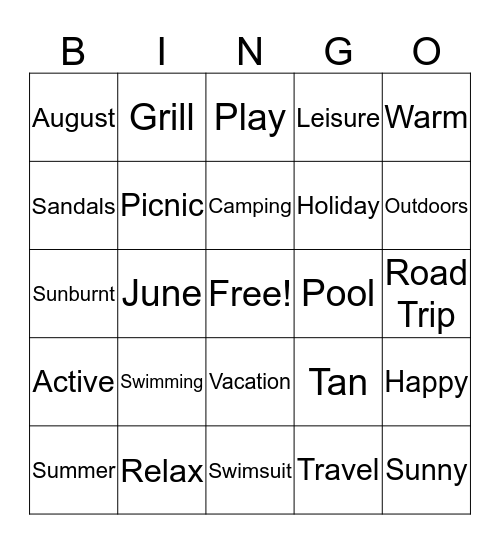 Summer Bingo Card