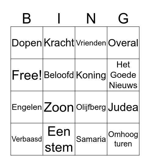 Hemelvaart Bingo Card