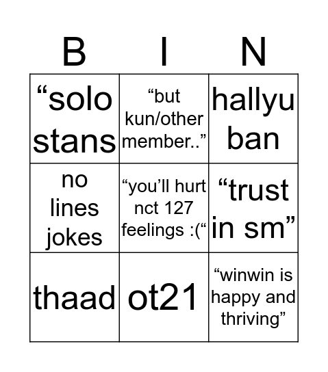 NCTZEN BINGO Card