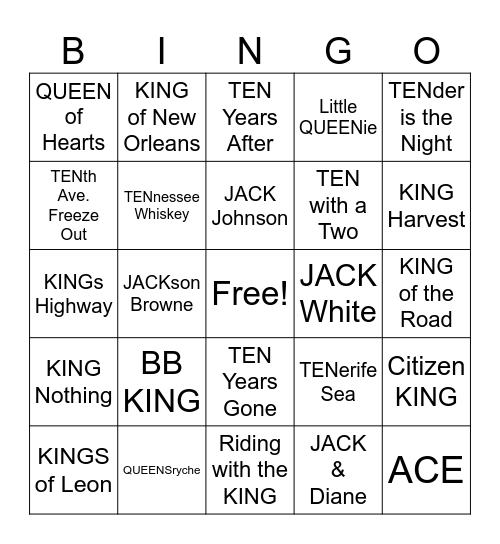 DJShannonNC Presents: Royal Flush Bingo Card