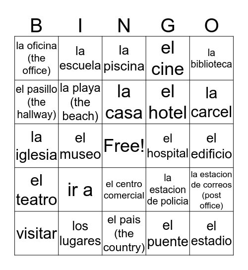 Nombre:_______________ Bingo Card