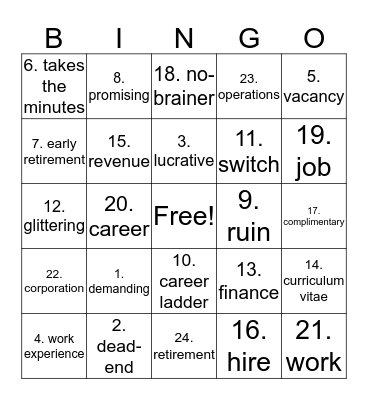 Workplace Bingo Card