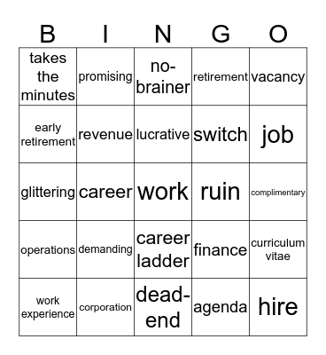 Workplace Bingo Card