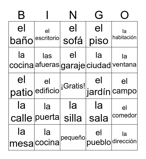Es1 Un5: la casa Bingo Card