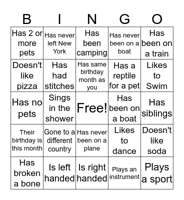 Find someone who.. Bingo Card
