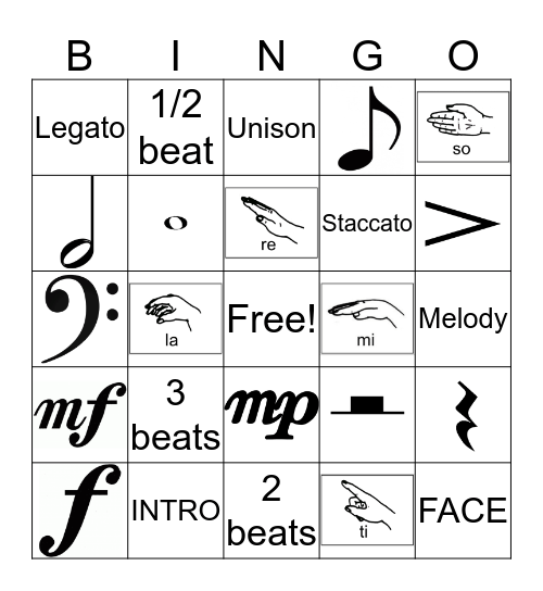 Choir Bingo Card