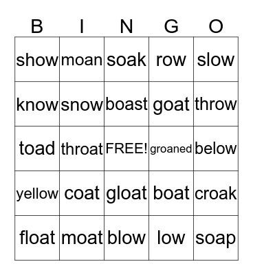 OA and OW Bingo Card