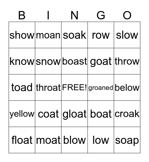OA and OW Bingo Card